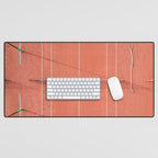 Red tennis court at sunrise | Colorful drone aerial photography art | sports field print Desk Mat Gallery Image 1