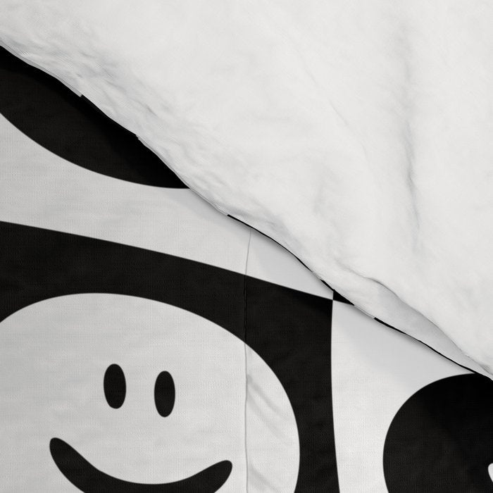 Black and white checkered happy face pattern Comforter Gallery Image 4