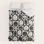 Black and white checkered happy face pattern Comforter Gallery Image 6