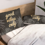 Good Vibes Only Palm Trees Pillow Sham Gallery Image 2