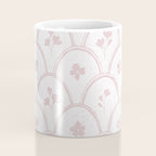 Rustic scallop floral block print - soft blush baby pink pattern Coffee Mug Gallery Image 4