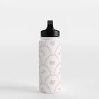 Rustic scallop floral block print - soft blush baby pink pattern Water Bottle Gallery Image 3
