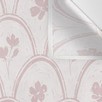 Rustic scallop floral block print - soft blush baby pink pattern Wall Tapestry Gallery Image 3