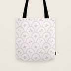 Rustic scallop floral block print - soft blush baby pink pattern Tote Bag Gallery Image 1