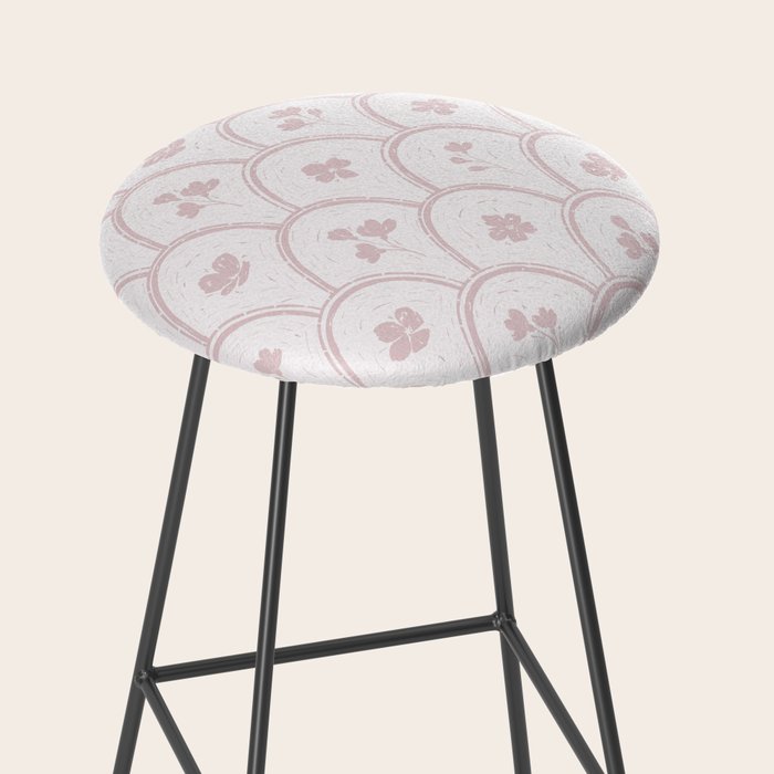 Rustic scallop floral block print - soft blush baby pink pattern Stool Gallery Image 2
