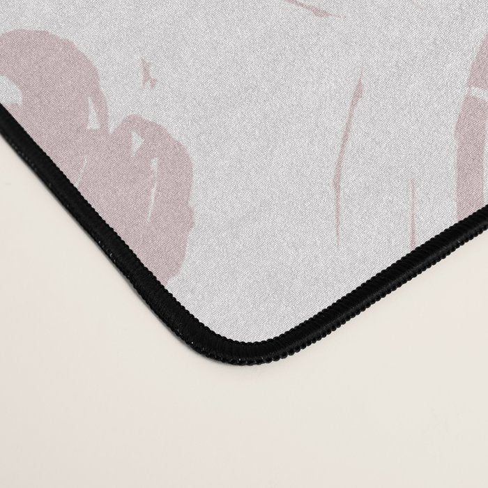 Rustic scallop floral block print - soft blush baby pink pattern Desk Mat Gallery Image 4