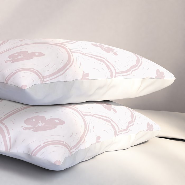 Rustic scallop floral block print - soft blush baby pink pattern Pillow Sham Gallery Image 3
