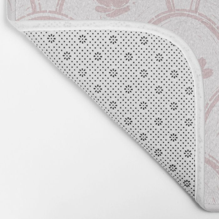 Rustic scallop floral block print - soft blush baby pink pattern Bath Mat Gallery Image 2