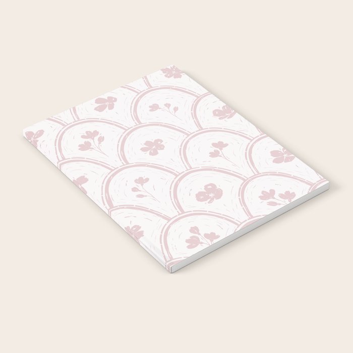 Rustic scallop floral block print - soft blush baby pink pattern Notebook Gallery Image 2