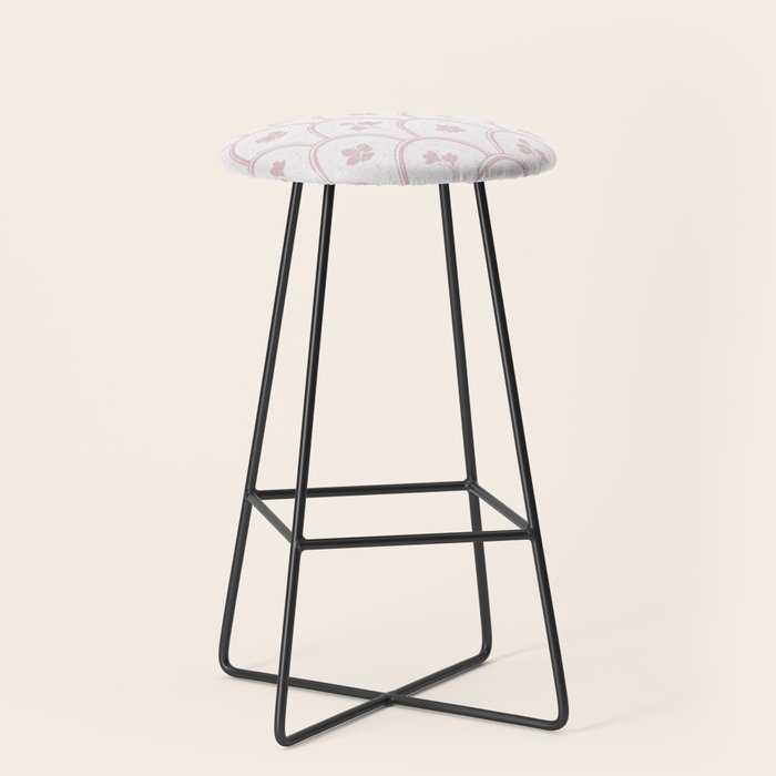 Rustic scallop floral block print - soft blush baby pink pattern Stool Gallery Image 1