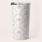 Rustic scallop floral block print - soft blush baby pink pattern Travel Mug Gallery Image 3