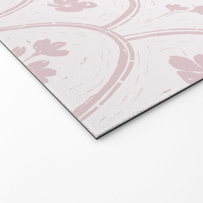 Rustic scallop floral block print - soft blush baby pink pattern Welcome Mat Gallery Image 2