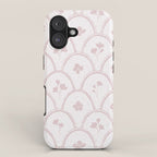 Rustic scallop floral block print - soft blush baby pink pattern iPhone Case Gallery Image 1