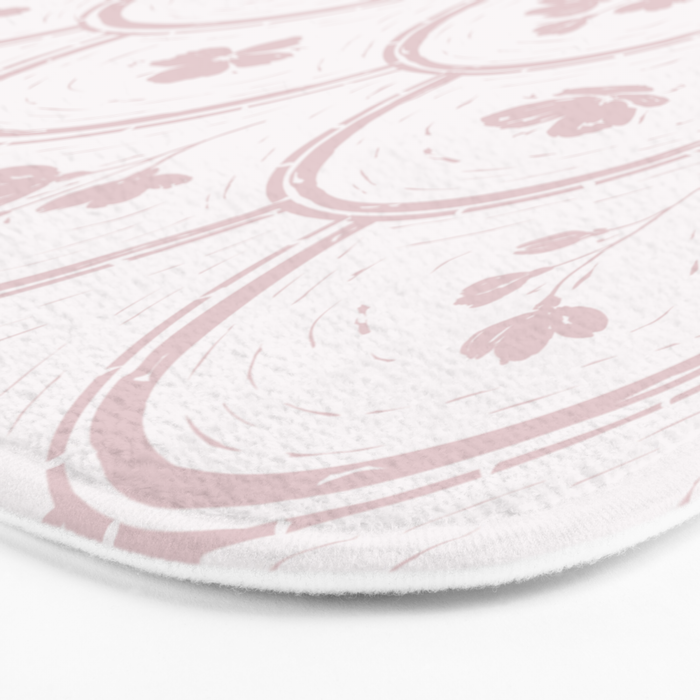 Rustic scallop floral block print - soft blush baby pink pattern Bath Mat Gallery Image 3