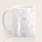 Rustic scallop floral block print - soft blush baby pink pattern Coffee Mug Gallery Image 3