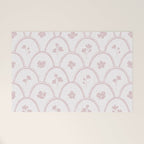 Rustic scallop floral block print - soft blush baby pink pattern Welcome Mat Gallery Image 1