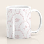 Rustic scallop floral block print - soft blush baby pink pattern Coffee Mug Gallery Image 1