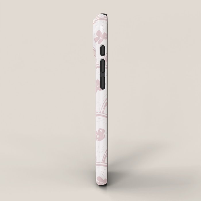 Rustic scallop floral block print - soft blush baby pink pattern iPhone Case Gallery Image 2