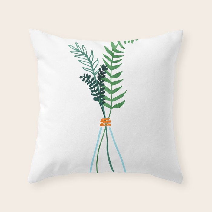 Winter Herbs / Botanical Illustration Throw Pillow Gallery Image 6