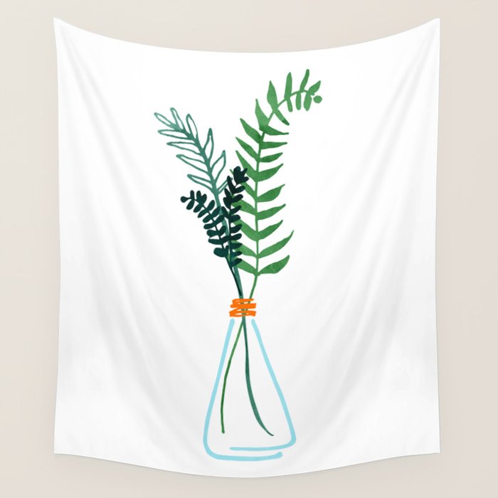 Winter Herbs / Botanical Illustration Wall Tapestry Gallery Image 1