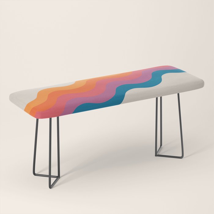 Vintage California Sun: Slanted Stripes Bench Gallery Image 1