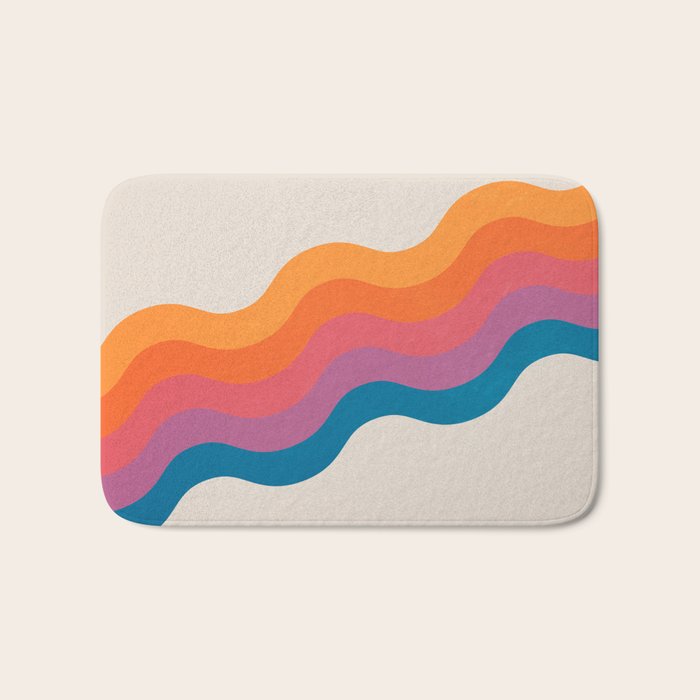 Vintage California Sun: Slanted Stripes Bath Mat Gallery Image 1