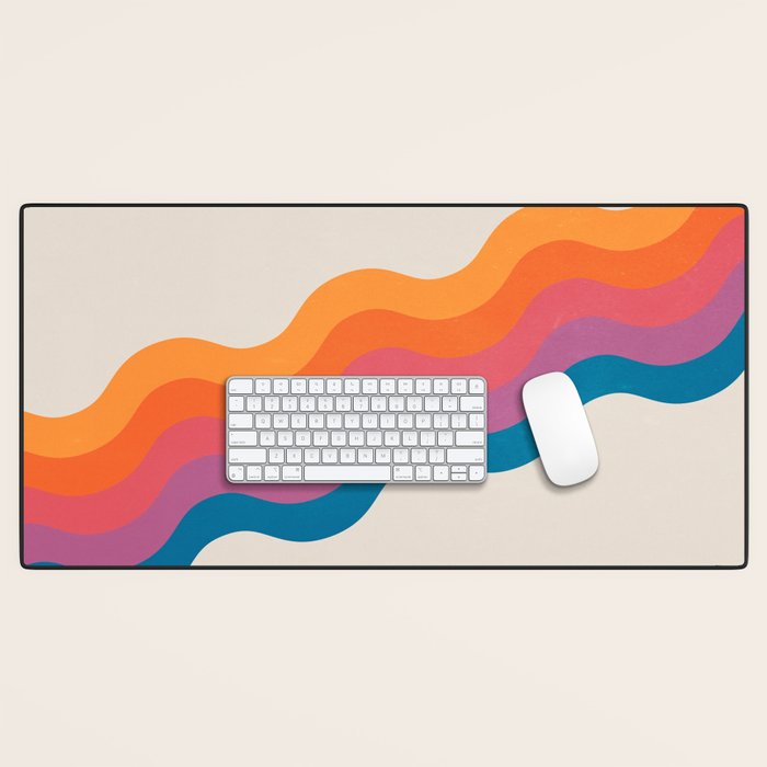 Vintage California Sun: Slanted Stripes Desk Mat Gallery Image 1