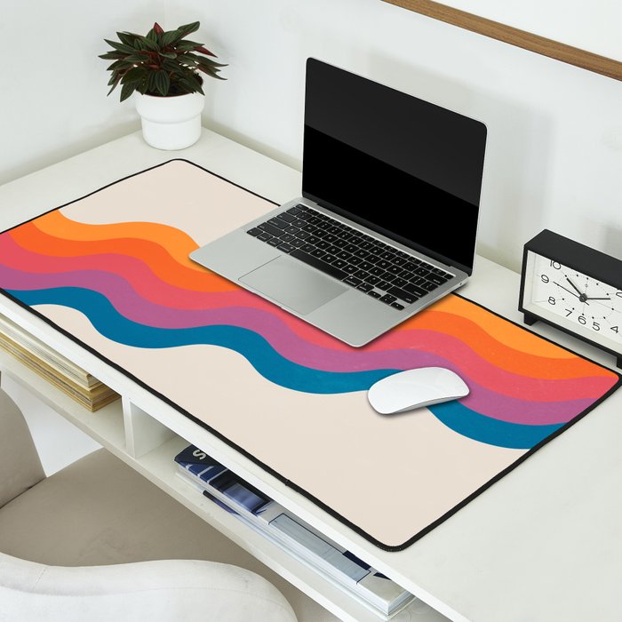 Vintage California Sun: Slanted Stripes Desk Mat Gallery Image 2