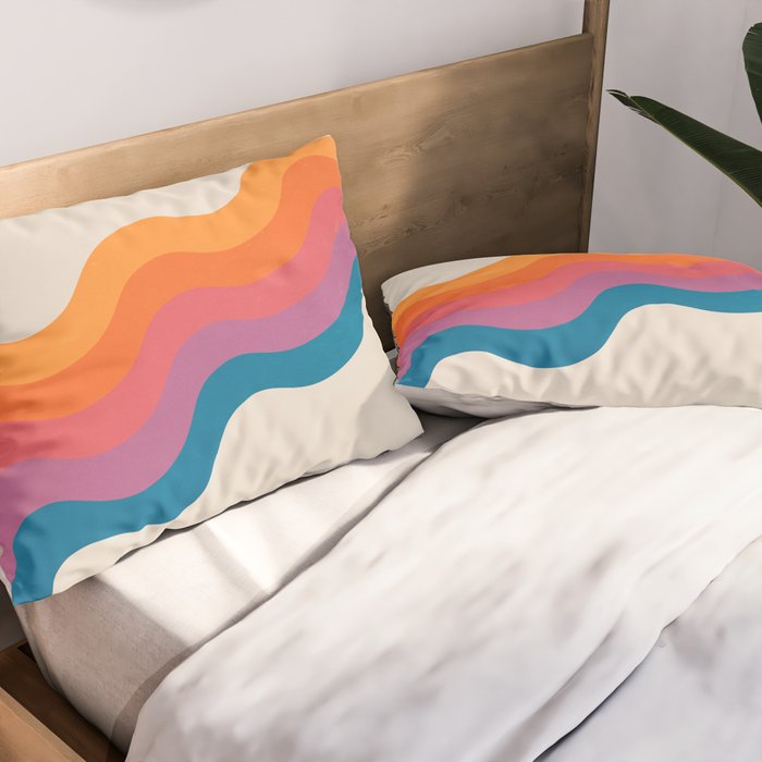Vintage California Sun: Slanted Stripes Pillow Sham Gallery Image 2