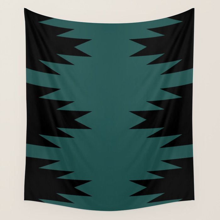 Geometric Southwestern Minimalism - Teal Green Wall Tapestry Gallery Image 4