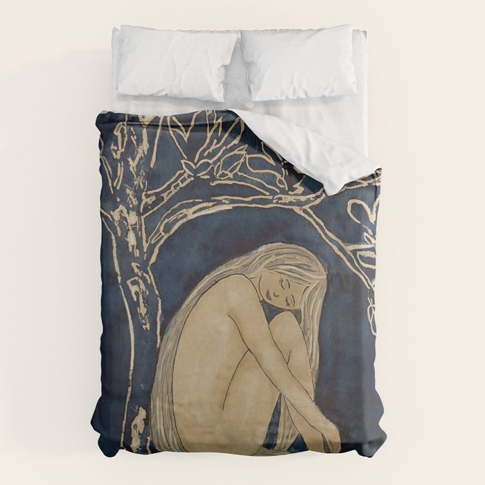 Girl sleeping under magnolia flowers Duvet Cover Gallery Image 6