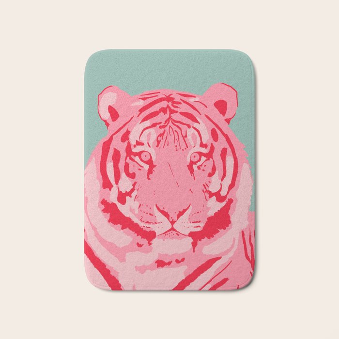 Tiger Pink & Teal Bath Mat Gallery Image 1