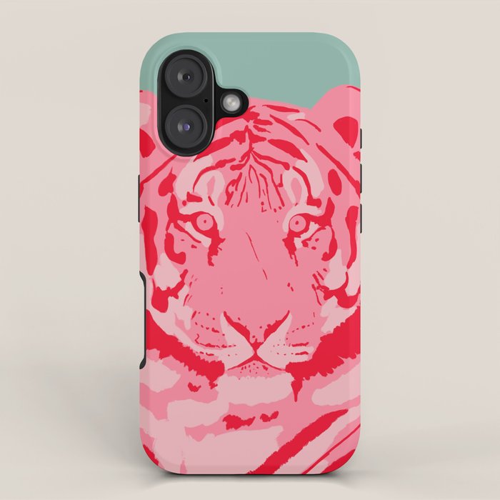 Tiger Pink & Teal iPhone Case Gallery Image 1