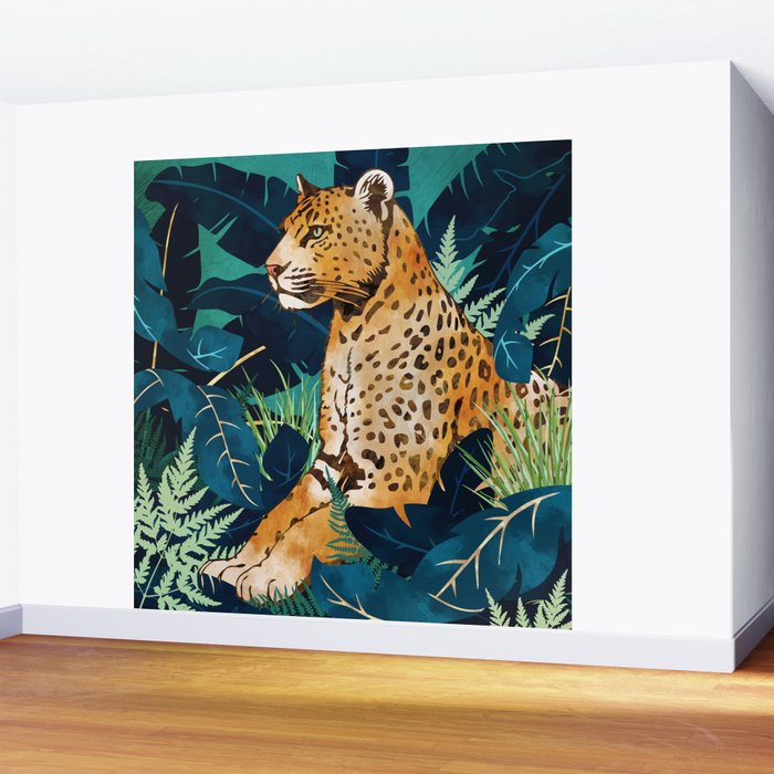 Leopard and Indigo Botanical Wall Mural Gallery Image 2