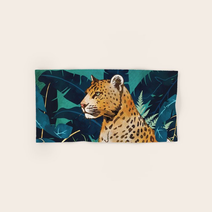 Leopard and Indigo Botanical Bath Towel Gallery Image 1
