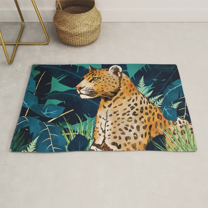 Leopard and Indigo Botanical Rug Gallery Image 1