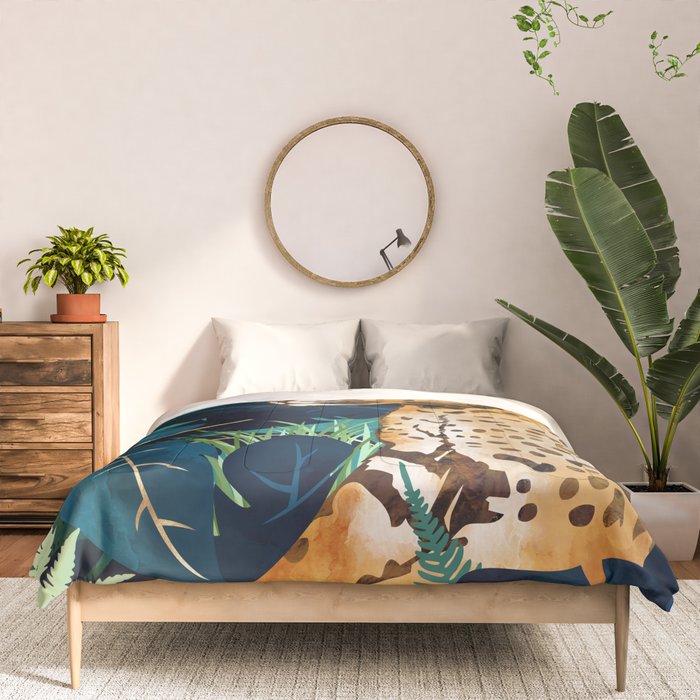 Leopard and Indigo Botanical Comforter Gallery Image 3