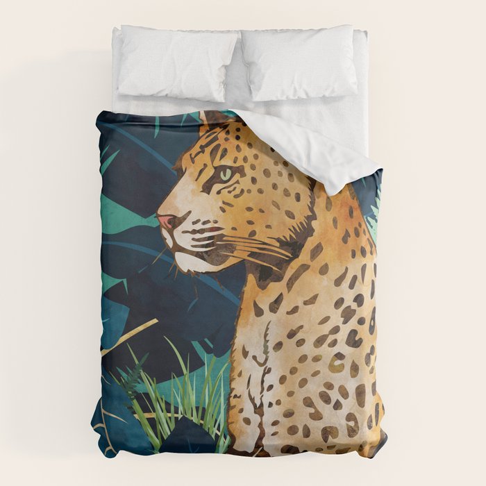 Leopard and Indigo Botanical Duvet Cover Gallery Image 6