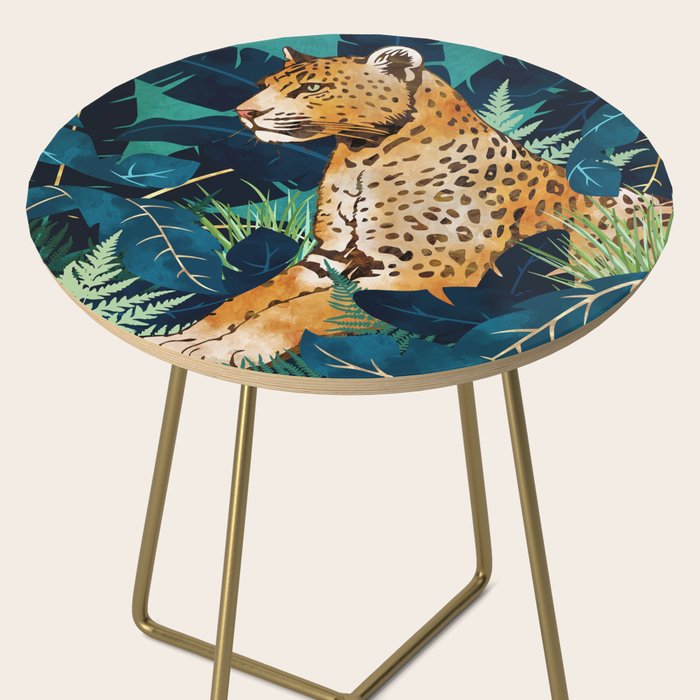 Leopard and Indigo Botanical Side Table Gallery Image 2