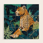 Leopard and Indigo Botanical Wood Wall Art Gallery Image 1