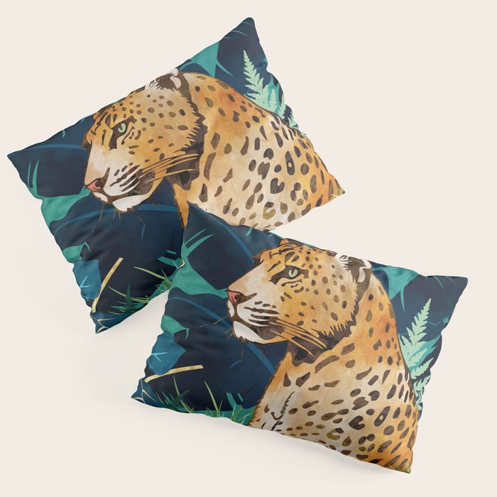 Leopard and Indigo Botanical Pillow Sham Gallery Image 3