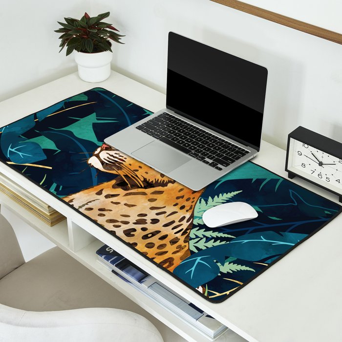 Leopard and Indigo Botanical Desk Mat Gallery Image 2