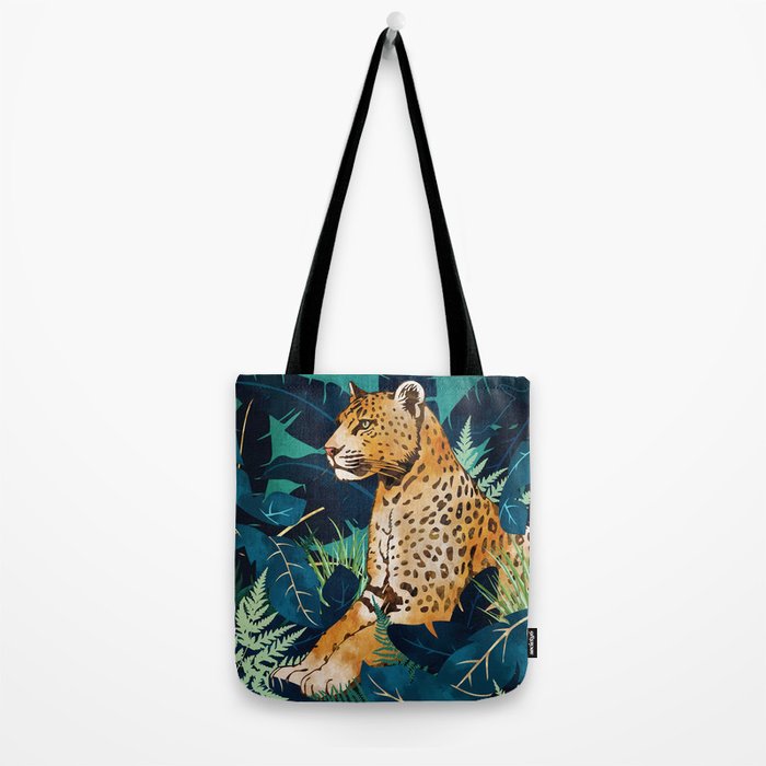 Leopard and Indigo Botanical Tote Bag Gallery Image 2