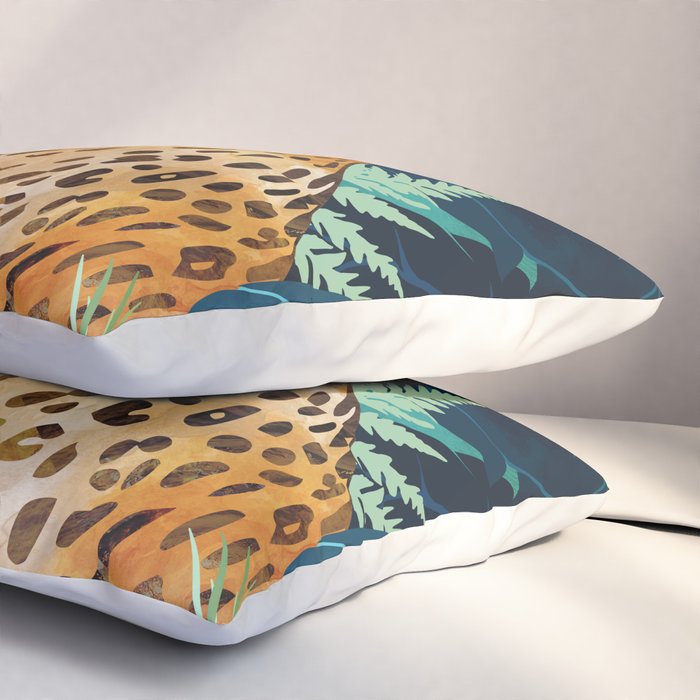 Leopard and Indigo Botanical Pillow Sham Gallery Image 3