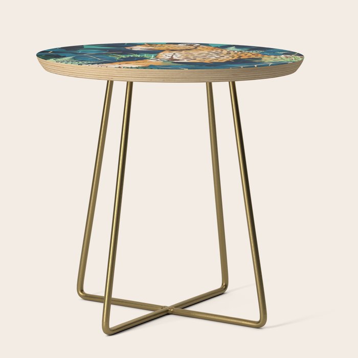 Leopard and Indigo Botanical Side Table Gallery Image 1