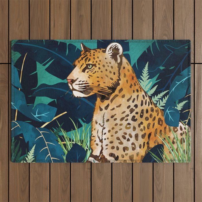 Leopard and Indigo Botanical Outdoor Rug Gallery Image 1