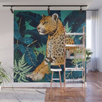 Leopard and Indigo Botanical Wall Mural Gallery Image 1