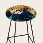 Leopard and Indigo Botanical Stool Gallery Image 2