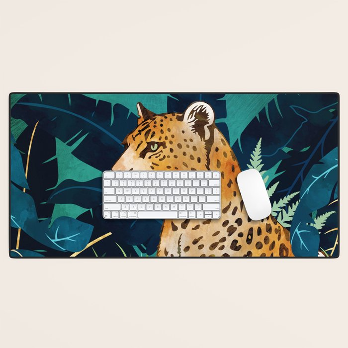 Leopard and Indigo Botanical Desk Mat Gallery Image 1