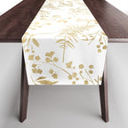 Elegant modern white faux gold floral Table Runner Gallery Image 1